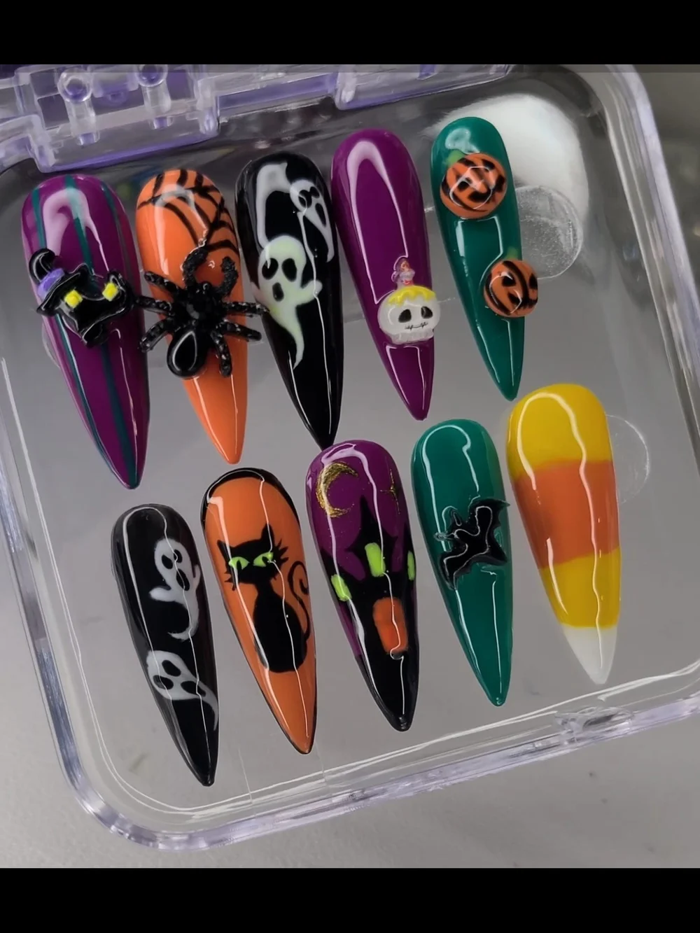 Size(S)-Halloween Nail Art Set - Multi-Color Decorative Press-Ons